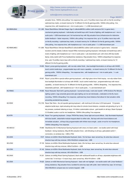 ComX Computers price list