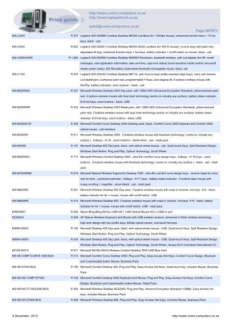 ComX Computers price list