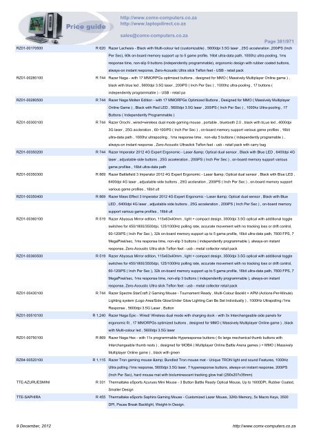 ComX Computers price list