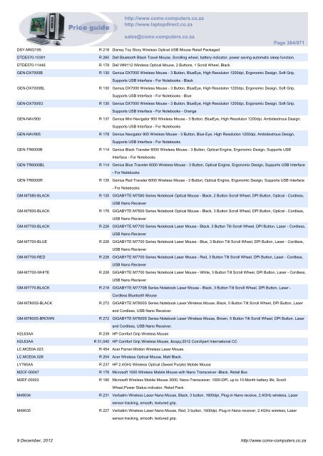 ComX Computers price list