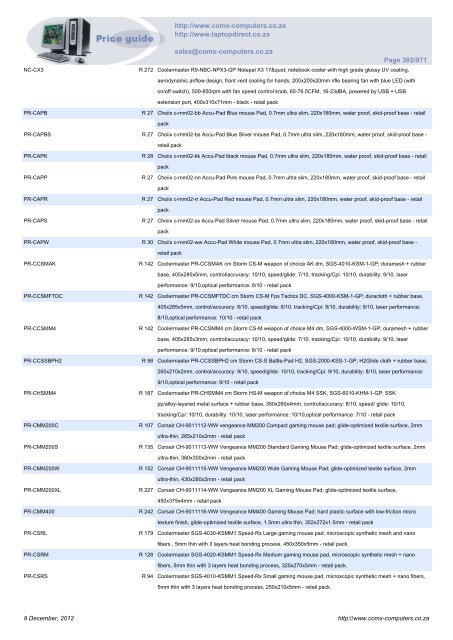 ComX Computers price list