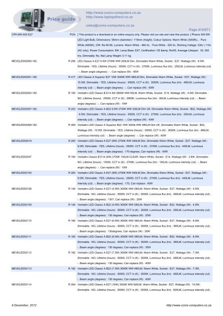 ComX Computers price list