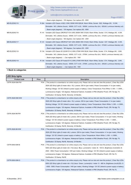 ComX Computers price list