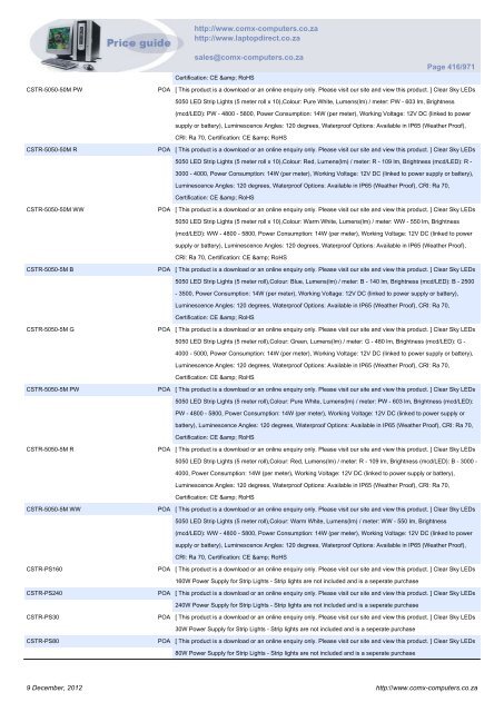 ComX Computers price list