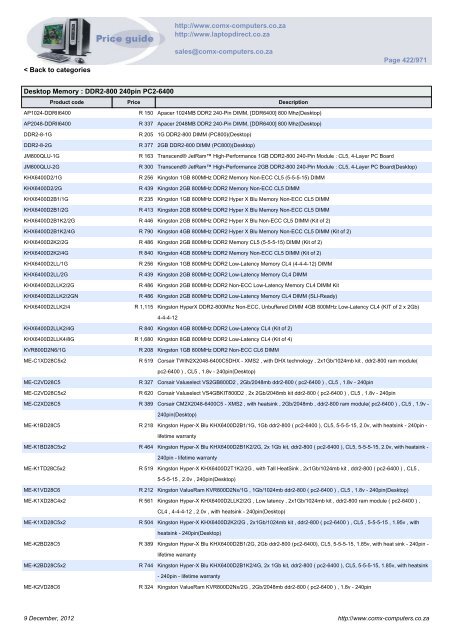 ComX Computers price list