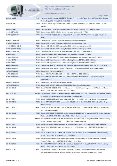 ComX Computers price list