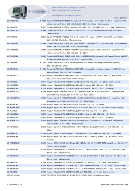 ComX Computers price list