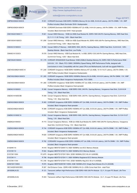 ComX Computers price list