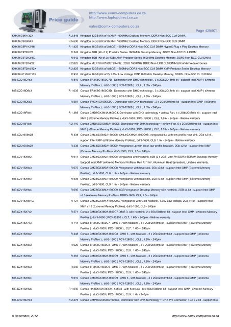 ComX Computers price list