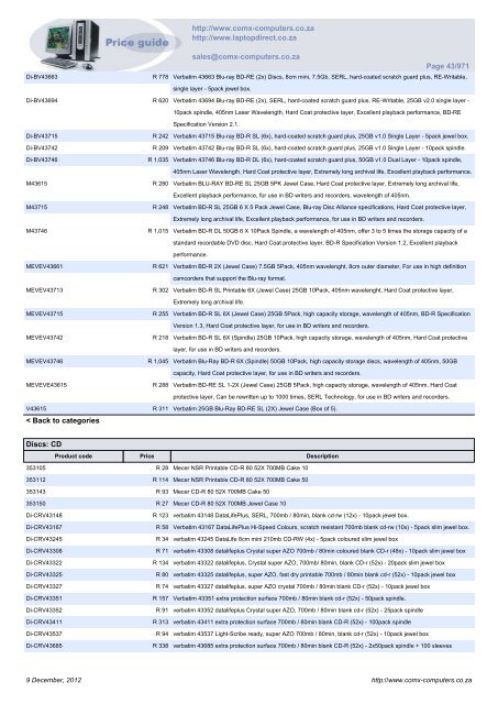 ComX Computers price list