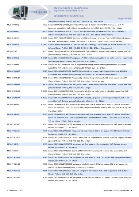 ComX Computers price list