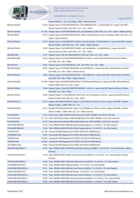 ComX Computers price list