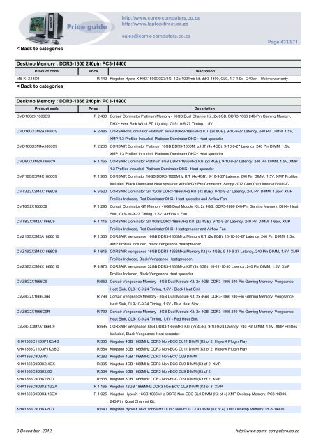 ComX Computers price list