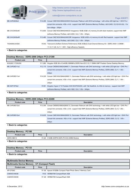 ComX Computers price list