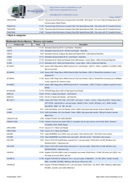 ComX Computers price list