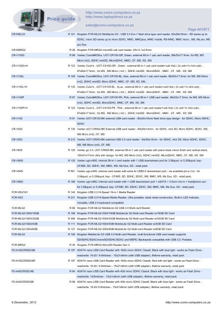 ComX Computers price list