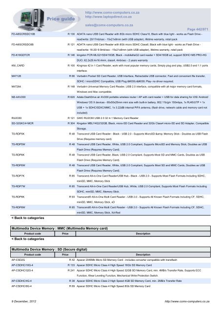 ComX Computers price list