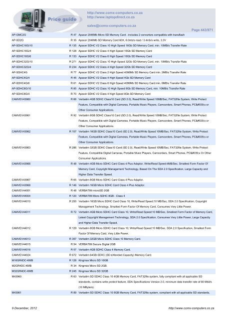 ComX Computers price list