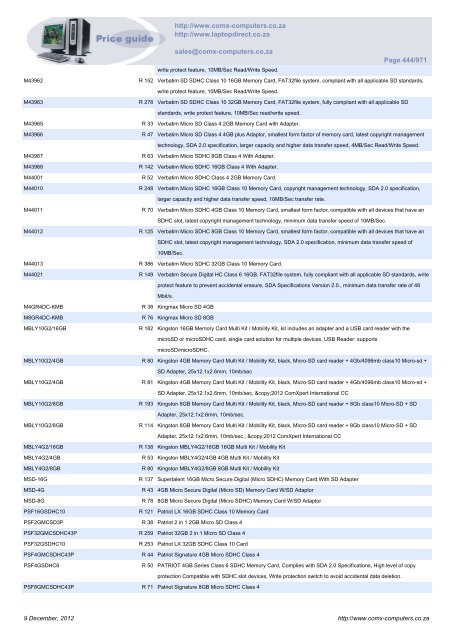 ComX Computers price list