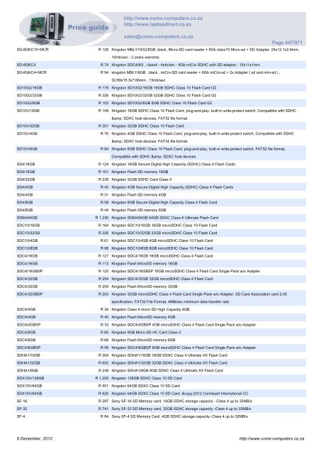 ComX Computers price list