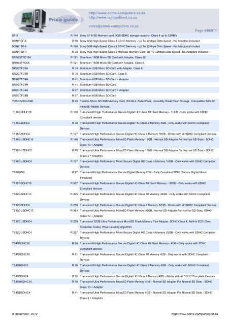 ComX Computers price list