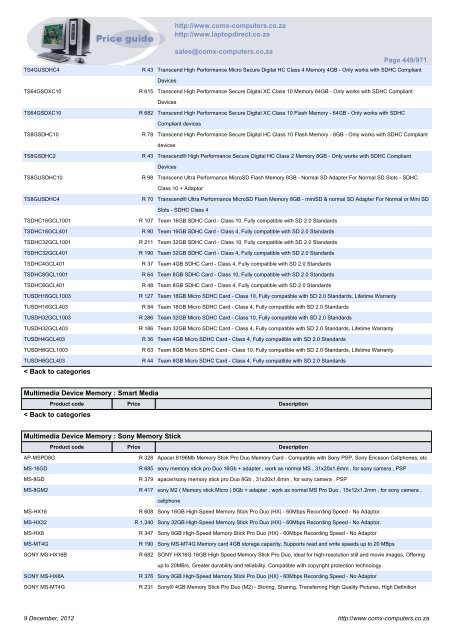 ComX Computers price list