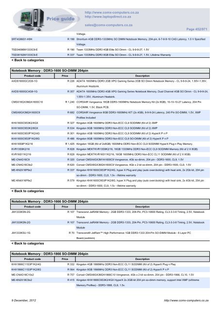 ComX Computers price list