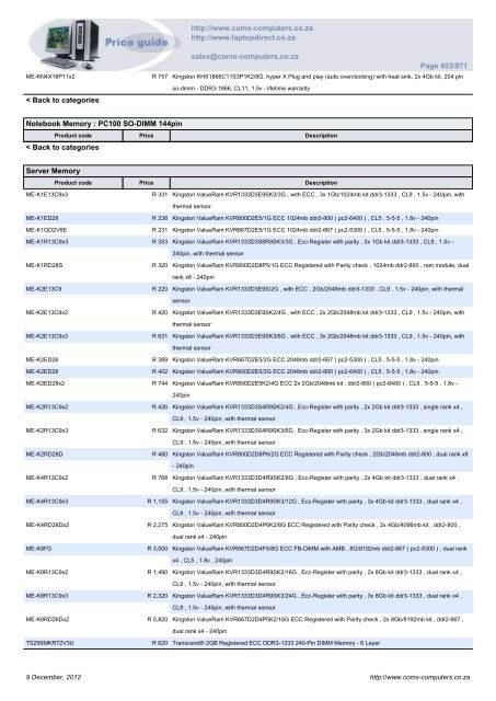 ComX Computers price list