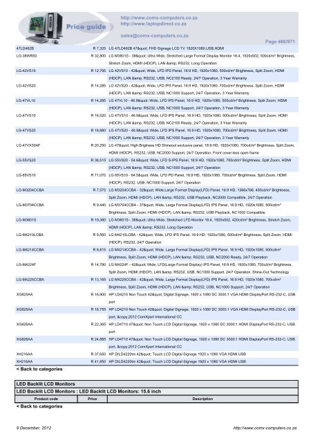 ComX Computers price list