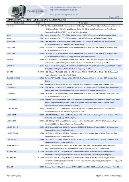 ComX Computers price list