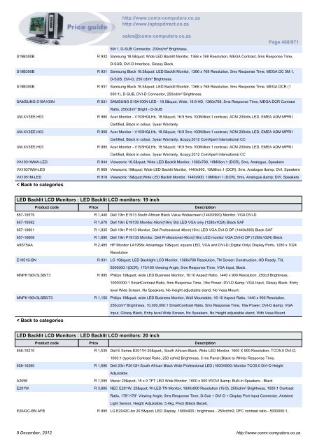 ComX Computers price list