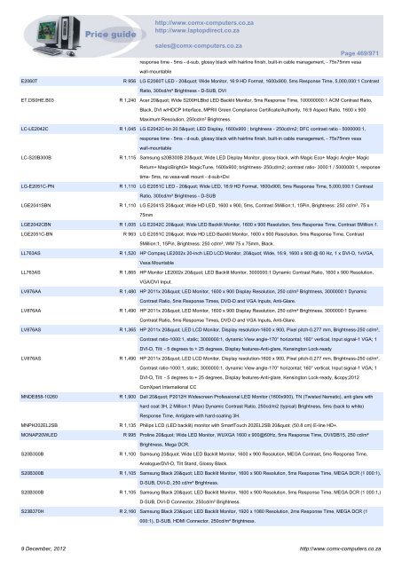 ComX Computers price list