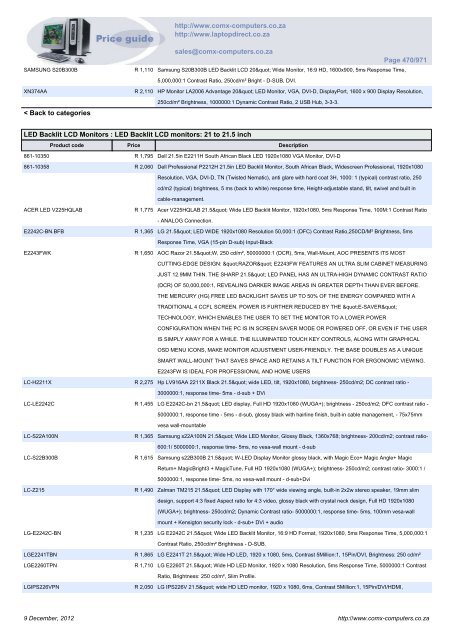 ComX Computers price list