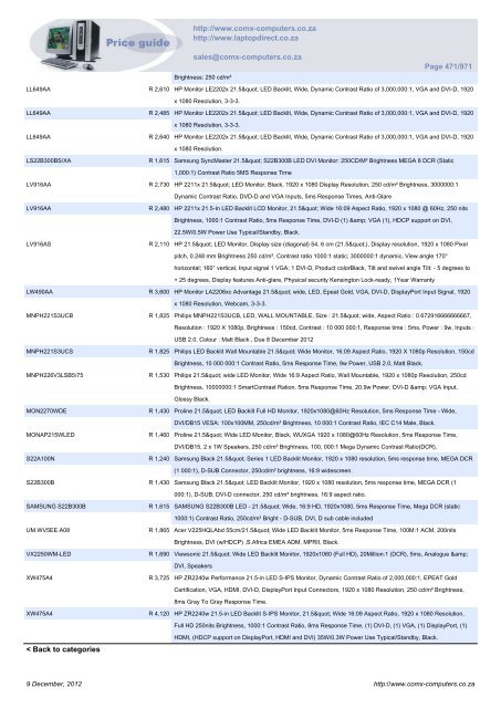 ComX Computers price list