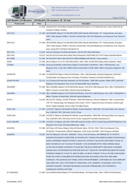 ComX Computers price list