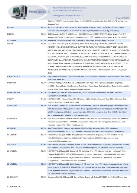 ComX Computers price list