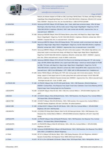 ComX Computers price list