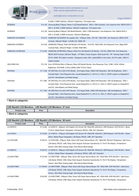 ComX Computers price list