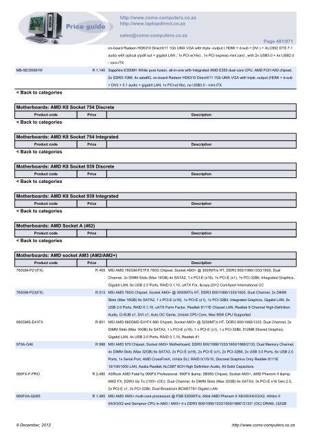 ComX Computers price list