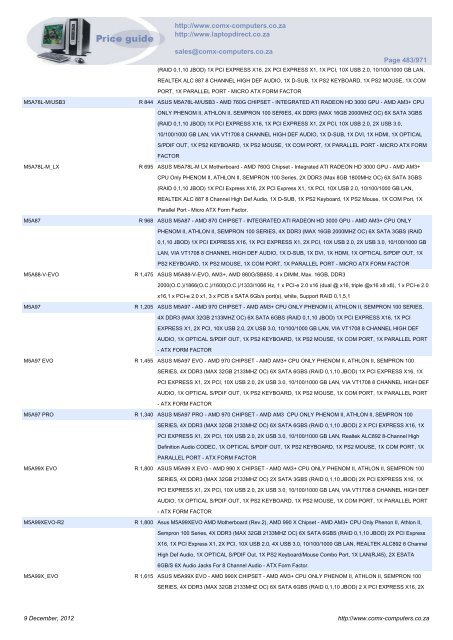 ComX Computers price list