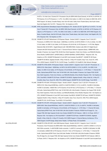 ComX Computers price list