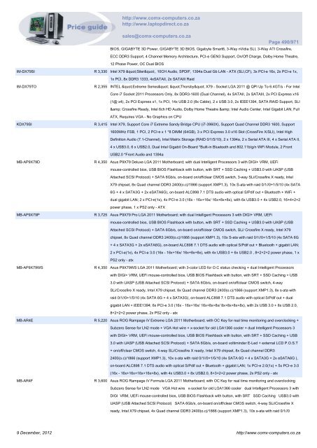 ComX Computers price list