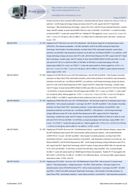 ComX Computers price list