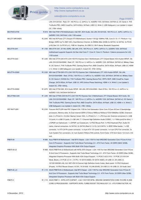 ComX Computers price list