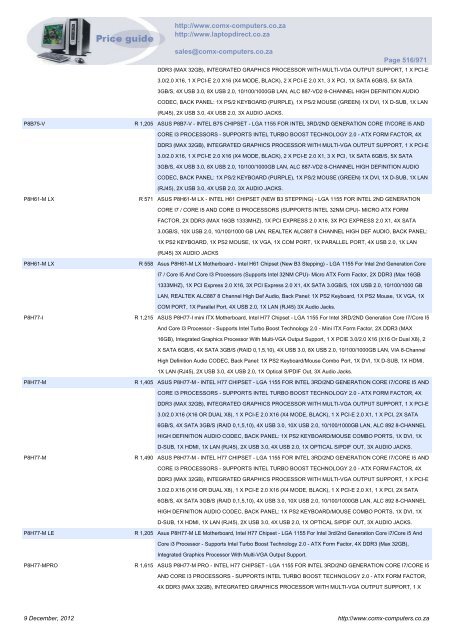 ComX Computers price list