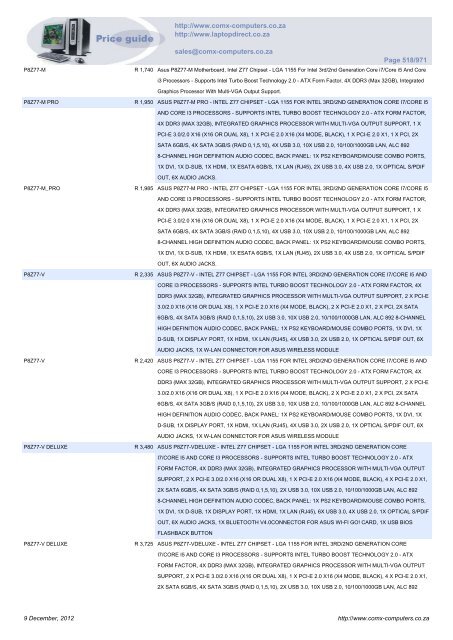 ComX Computers price list