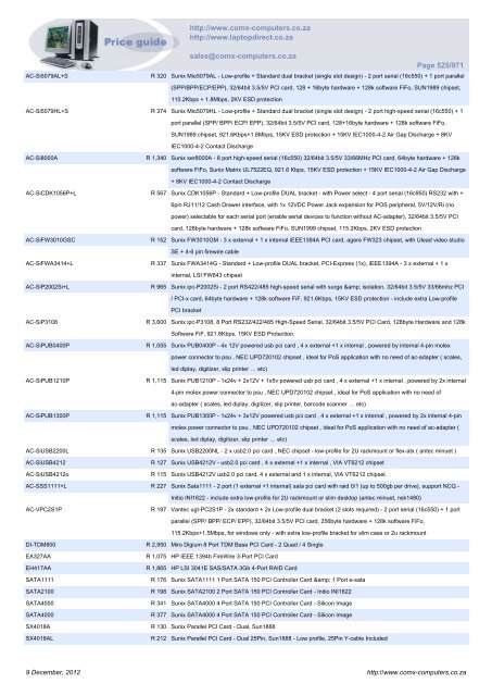 ComX Computers price list