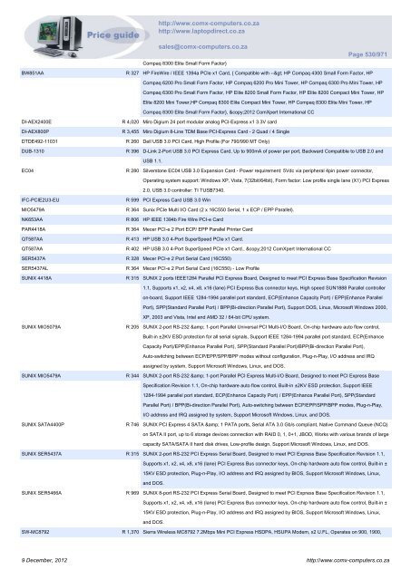 ComX Computers price list