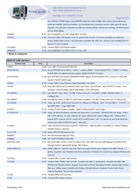 ComX Computers price list