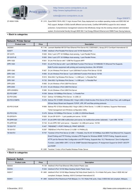 ComX Computers price list